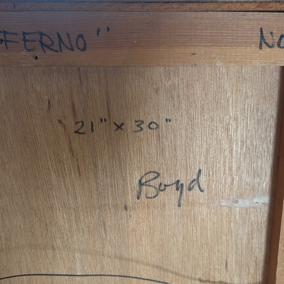 Abstract Purple textured Art Piece by Boyd wood framed on board - Picture 6 of 12